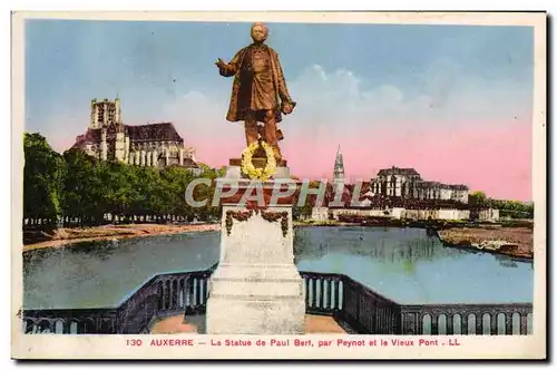 Ansichtskarte AK Auxerre La Statue de Paul Bert Par Peynot et le Vieux Pont