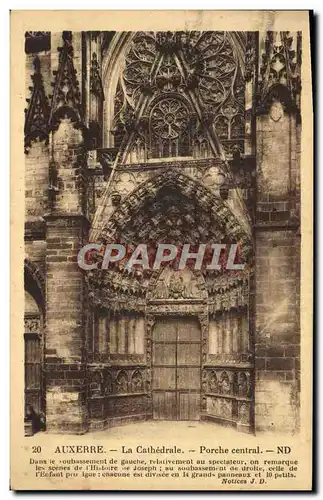 Cartes postales Auxerre La Cathedrale Porche Central