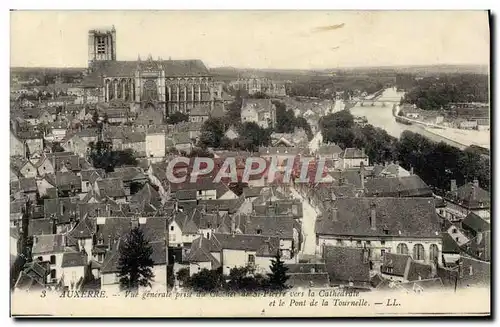 Cartes postales Auxerre La Cathedrale et l&#39Eglise saint Germain Vue prise du clocher de St Pierre vers la cat