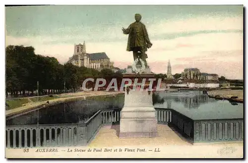 Ansichtskarte AK Auxerre La Statue de Paul Bert et le Vieux Pont