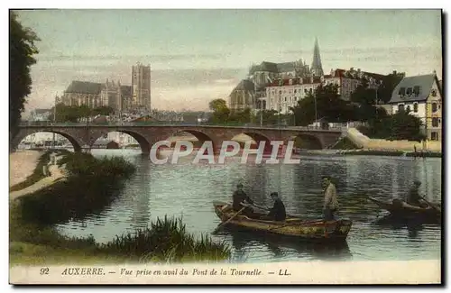 Cartes postales Auxerre Vue Prise En Aval Du Pont De La Tournelle Bateau Peche Pecheur