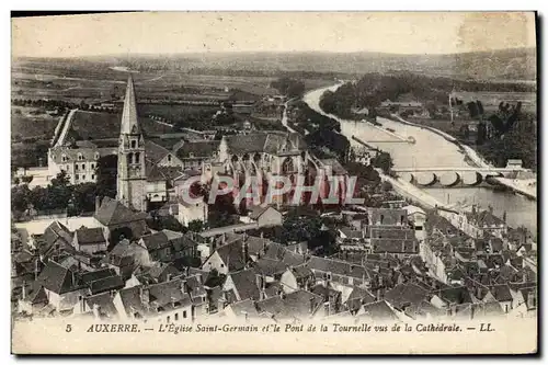 Cartes postales Auxerre l'Eglise Saint Germain Et Le Pont De La Tournelle Vus De La Cathedrale