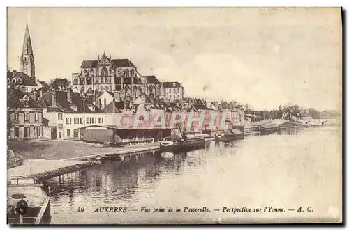 Cartes postales Auxerre Vue Prise De La Passerelle Perspective sur l'Yonne