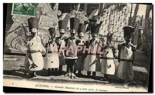 Cartes postales Auxerre Retraite Illuminee Du 2 aout 1908 Les Sapeurs TOP