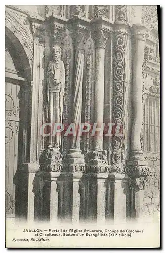 Cartes postales Avallon Portail De l&#39Eglise St Lazare Groupe De Colonnes Et chapiteaux Statue d&#39un evangel