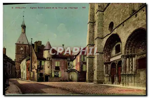 Ansichtskarte AK Avallon Eglise Saint Lazare Et La Tour De l&#39Horloge