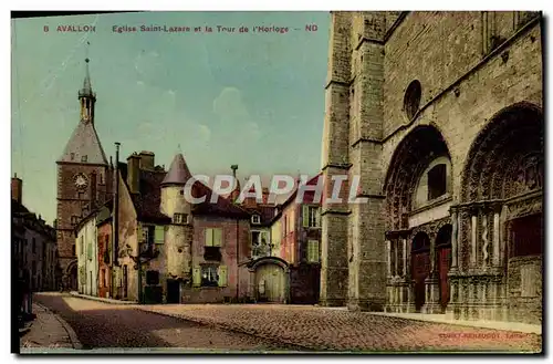 Cartes postales Avallon Eglise Saint Lazare Et La Tour De l'Horloge