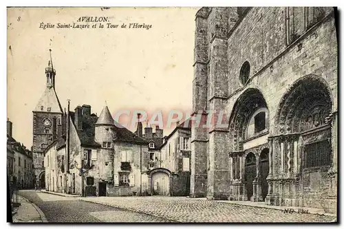 Cartes postales Avallon Eglise Saint Lazare Et La Tour De l'Horloge