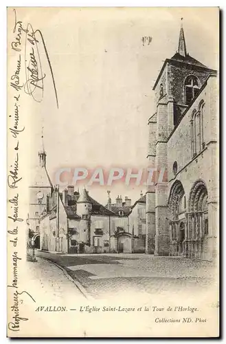 Cartes postales Avallon L'Eglise Saint Lazare Et La Tour De l'Horloge