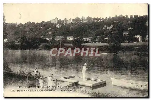 Cartes postales Les Beaux Sites De La Marne De La Varenne A Champigny Peche Pecheur