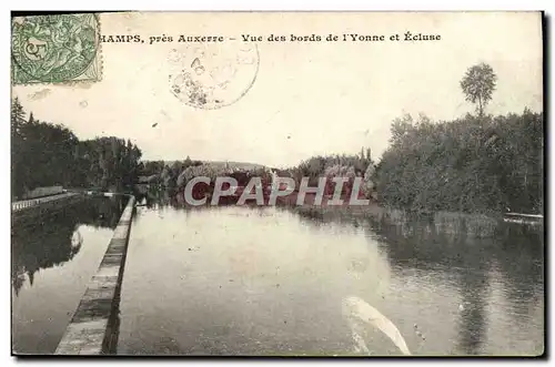 Cartes postales Champs Pres Auxerre Vue Des Bords De l&#39Yonne Et Ecluse