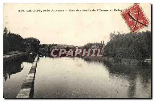 Cartes postales Champs Pres Auxerre Vue Des Bords De l'Yonne Et Ecluse