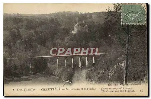 Ansichtskarte AK Env d&#39Avallon Chastellux Le Chateau Et Le Viaduc