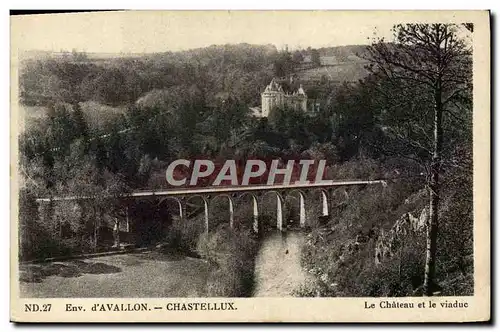 Ansichtskarte AK Env d&#39Avallon Chastellux Le Chateau Et Le Viaduc