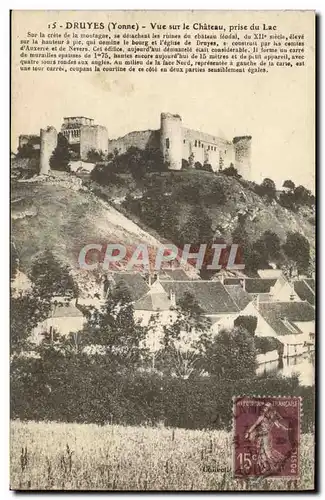 Cartes postales Druyes Vue Sur Le Chateau Prise Du Lac