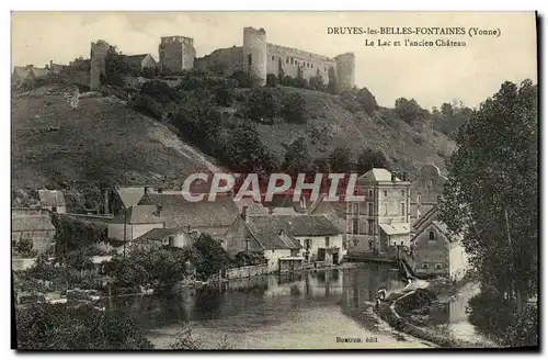 Cartes postales Druyes Les Belles Fontaines Le Lac Et l'Ancien Chateau