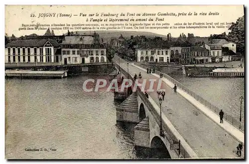 Cartes postales Joigny Vue Sur La Faubourg Du Pont Ou Avenue Gambetta Prise De La Rive Droite