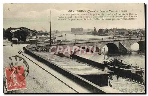 Ansichtskarte AK Joigny Pont Et Vue Sur l&#39Yonne Bateau Peniche