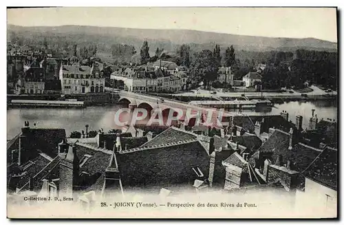 Cartes postales Joigny Perspective Des Deux Rives Du Pont