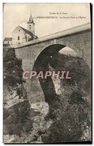 Ansichtskarte AK Vallee de la Cure Pierre Perthuis Le Grand Pont et I&#39eglise