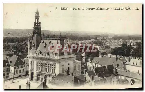 Cartes postales Sens Vue sur le Quartier Madagascar et l'hotel de ville