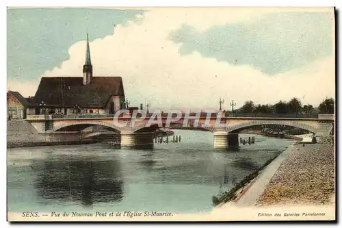 Cartes postales Sens Vue du Nouveau Pont et de l&#39eglise St Maurice