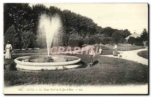 Cartes postales Sens Le Tapis Vert et le Jet d'eau