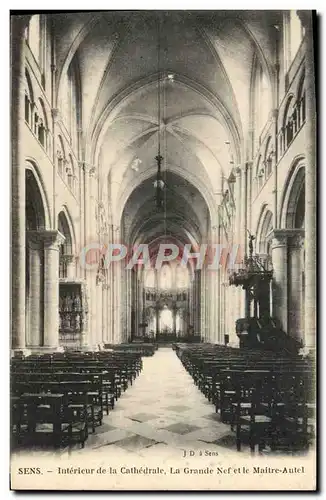 Cartes postales Sens Interieur de la Cathedrale La grande nef et le maitre autel