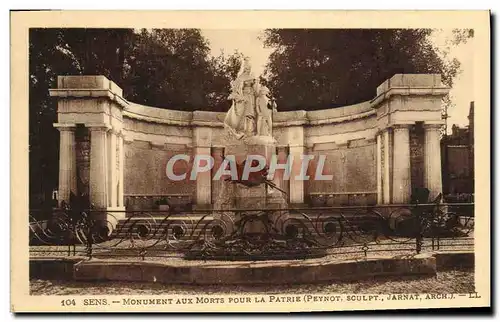 Cartes postales Sens Monument Aux Morts Pour la patrie militaria