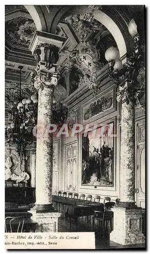 Cartes postales Sens Hotel de Ville Salle du Conseil