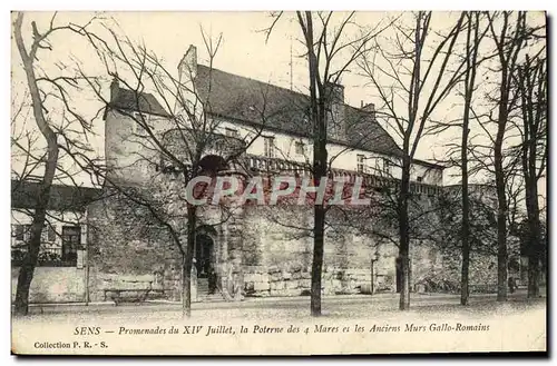 Cartes postales Sens Promenades du XIV Juillet la Poterne des 4 mares et les anciens murs gallo romains
