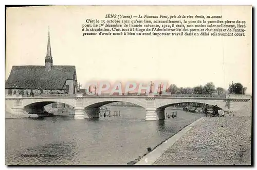 Ansichtskarte AK Sens Le Nouveau Pont pris de la rive droite en amont