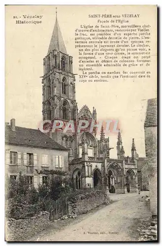 Cartes postales Saint Pere sous Vezelay Facade de l&#39Eglise