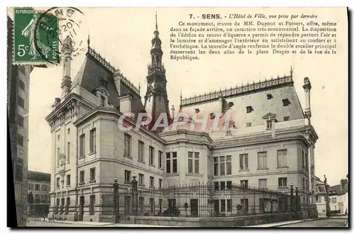 Cartes postales Sens L'Hotel de ville vue prise par derriere
