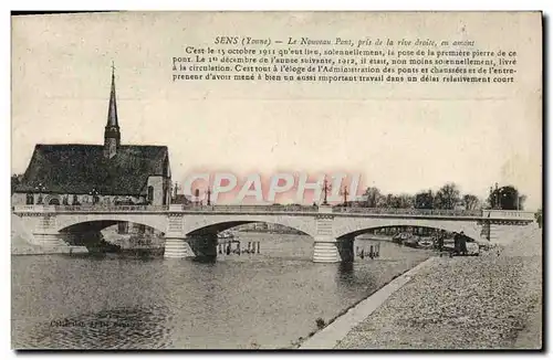 Ansichtskarte AK Sens Le Nouveau Pont pris de la rive droite en amont