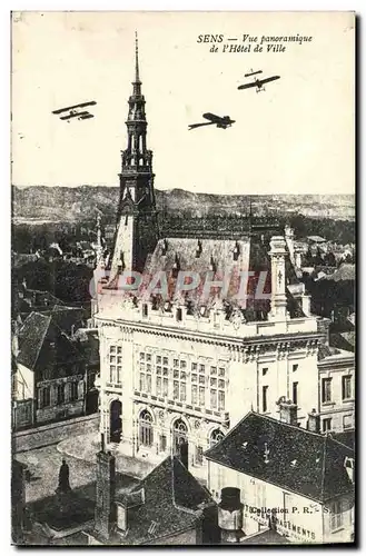 Cartes postales Sens Vue Panoramique de l'Hotel de ville Avions