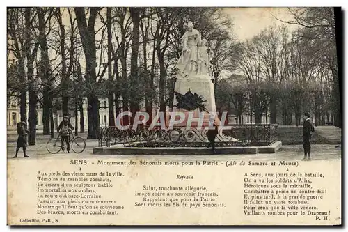 Ansichtskarte AK Sens Monument des Senonais morts pour la Patrie Militaria