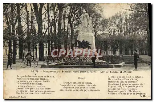 Cartes postales Sens Monument des Senonais morts pour la Patrie Militaria