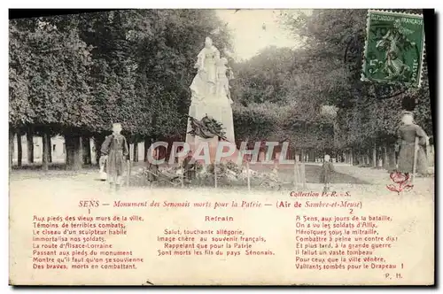 Cartes postales Sens Monument des Senonais morts pour la Patrie Enfants Militaria