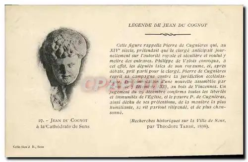 Ansichtskarte AK Legende de Jean du Cognot Cathedrale de Sens