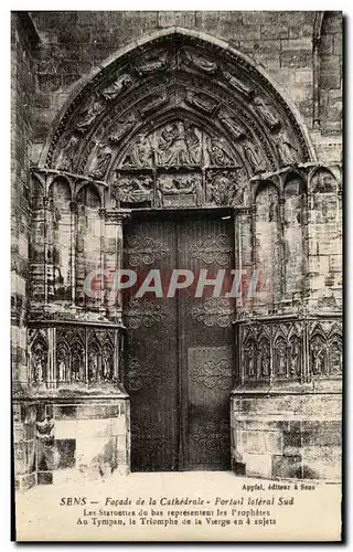 Cartes postales Sens Facade de la Cathedrale Portal lateral Sud