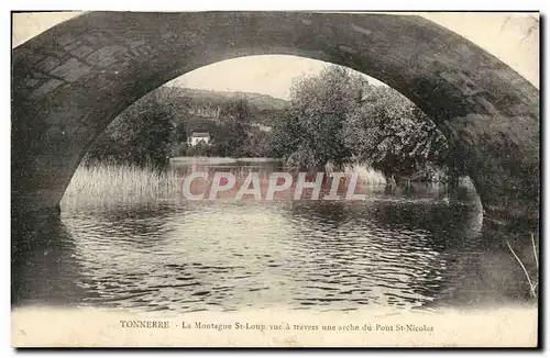 Cartes postales Tonnerre La Montagne St Loup vue a travers une arche du Pont St Nicolas