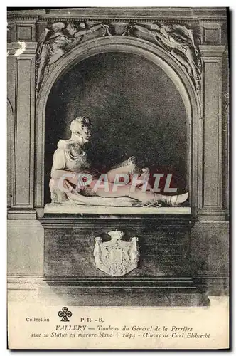 Cartes postales Vallery Tombeau du General de la Ferriere avec sa Statue en marbre blanc Oeuvre de Carl Elschoec