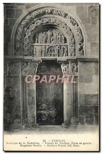 Cartes postales Vezelay Basilique de la Madeleine Portail du Narthex Porte de gauche