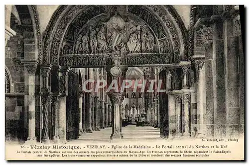 Ansichtskarte AK Vezelay Eglise de la Madeleine Le Portail central du Narthex et la nef