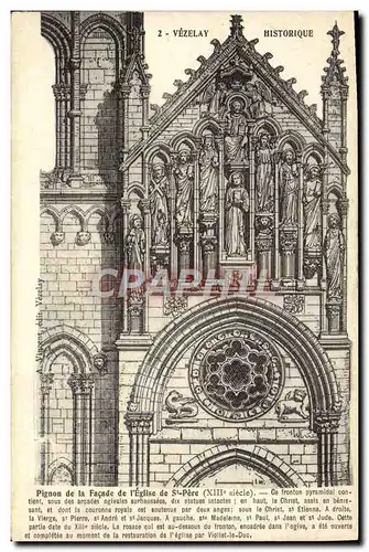 Cartes postales Vezelay Pignon de la facade de l'eglise St Pierre