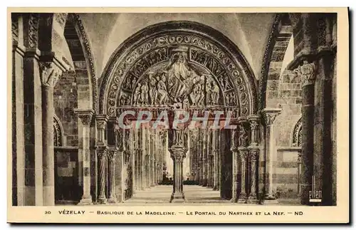 Ansichtskarte AK Vezelay La Basilique De La Madeleine Le portail du Narthex et la nef