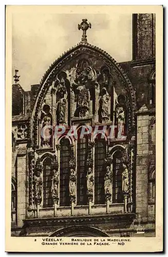 Cartes postales Vezelay Basilique De La Madeleine Grande verriere de la facade