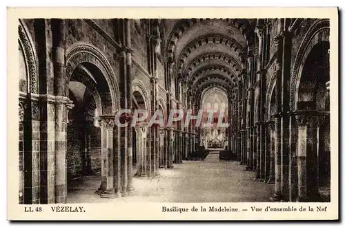 Cartes postales Vezelay Basilique de la Madeleine Vue d&#39ensemble de la nef