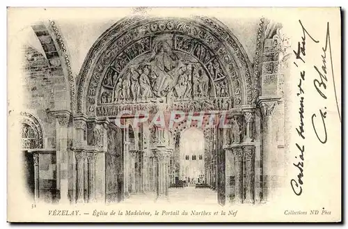 Ansichtskarte AK Vezelay Eglise de la Madeleine le Portail du Narthex et la nef